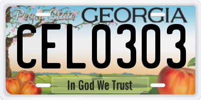 GA license plate CEL0303