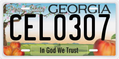 GA license plate CEL0307