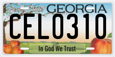 GA license plate CEL0310