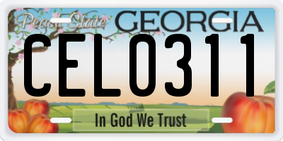 GA license plate CEL0311