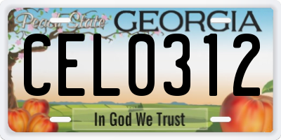 GA license plate CEL0312
