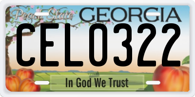 GA license plate CEL0322
