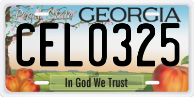 GA license plate CEL0325
