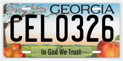 GA license plate CEL0326