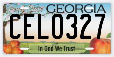 GA license plate CEL0327