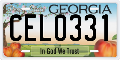 GA license plate CEL0331