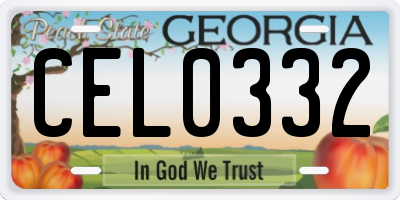 GA license plate CEL0332