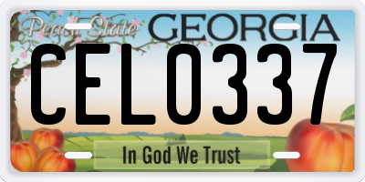 GA license plate CEL0337