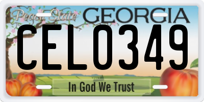GA license plate CEL0349