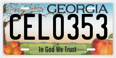 GA license plate CEL0353