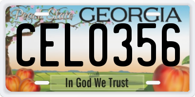 GA license plate CEL0356