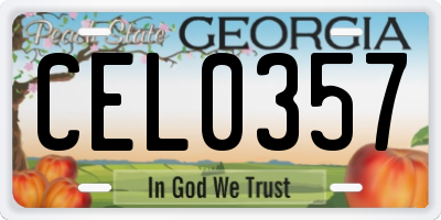 GA license plate CEL0357