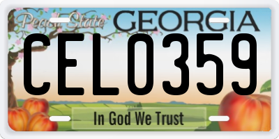 GA license plate CEL0359