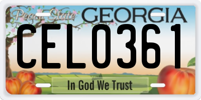 GA license plate CEL0361