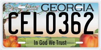 GA license plate CEL0362