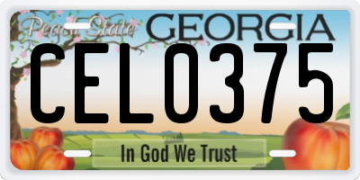 GA license plate CEL0375
