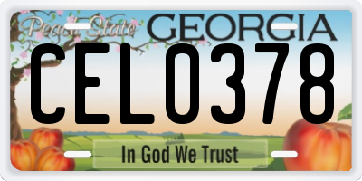 GA license plate CEL0378