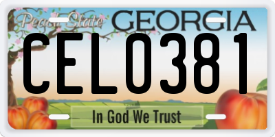 GA license plate CEL0381