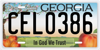 GA license plate CEL0386