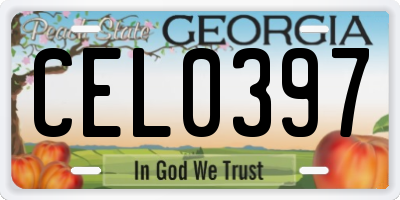 GA license plate CEL0397