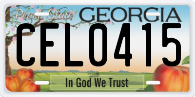 GA license plate CEL0415