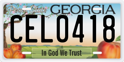 GA license plate CEL0418