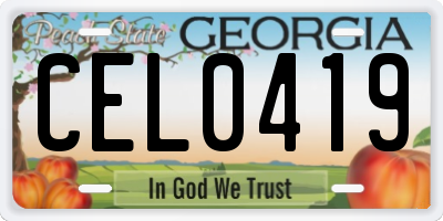 GA license plate CEL0419