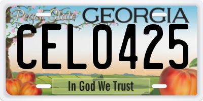 GA license plate CEL0425