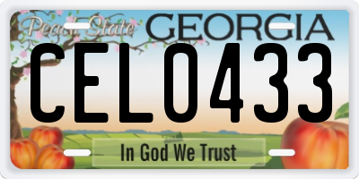 GA license plate CEL0433