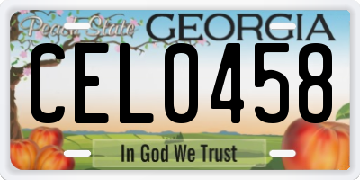 GA license plate CEL0458