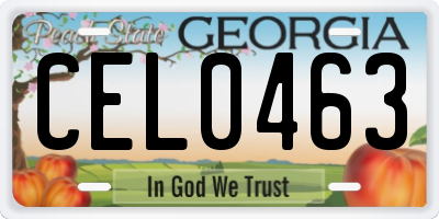 GA license plate CEL0463