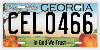 GA license plate CEL0466