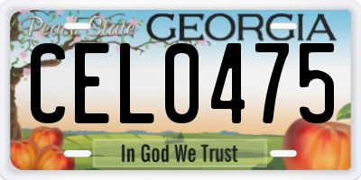 GA license plate CEL0475