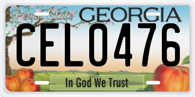 GA license plate CEL0476