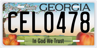 GA license plate CEL0478