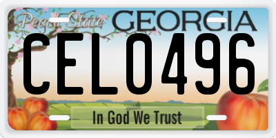 GA license plate CEL0496