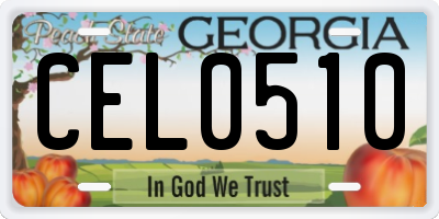 GA license plate CEL0510