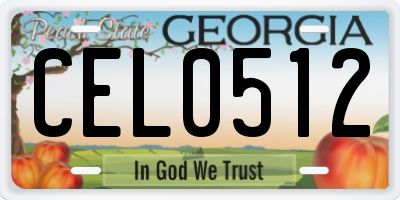 GA license plate CEL0512