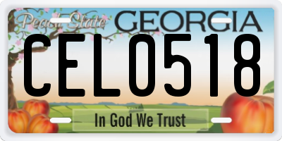 GA license plate CEL0518