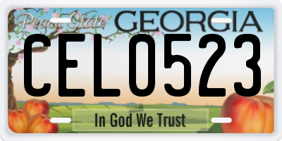 GA license plate CEL0523