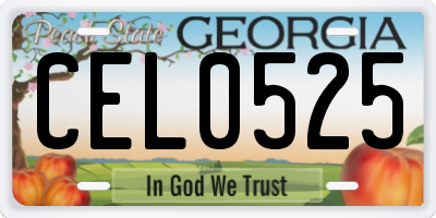 GA license plate CEL0525