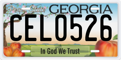 GA license plate CEL0526