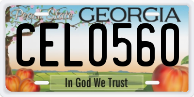 GA license plate CEL0560