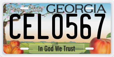 GA license plate CEL0567