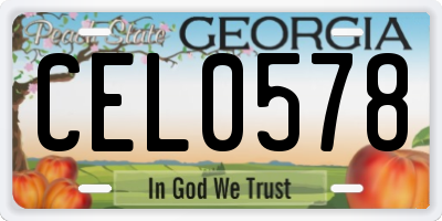 GA license plate CEL0578