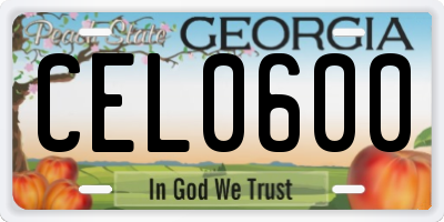 GA license plate CEL0600