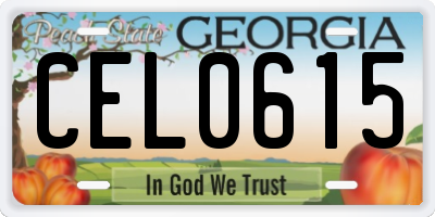 GA license plate CEL0615