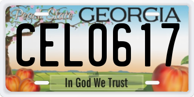 GA license plate CEL0617