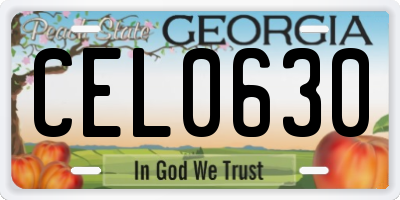 GA license plate CEL0630