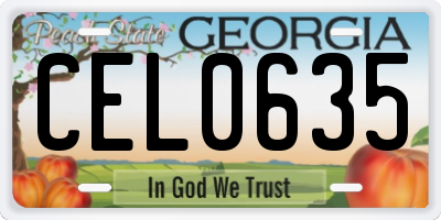 GA license plate CEL0635